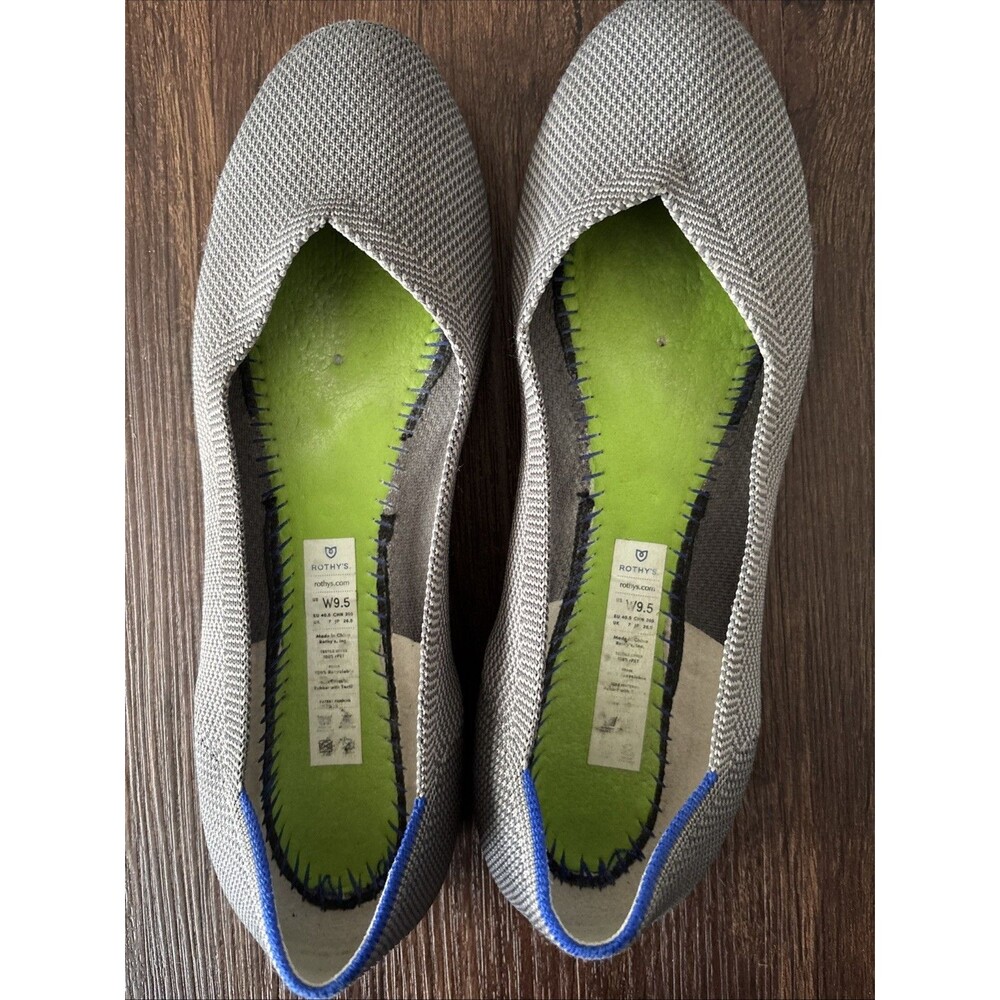 ROTHY'S Round Toe The Flat Gray Y2K Hipster Vegan Boho Sustainability Sz 9.5